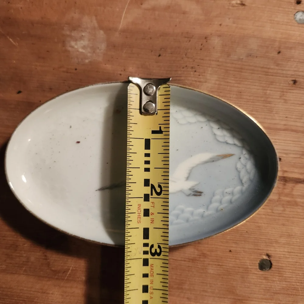 B & G Vanity Tray White Ceramic Dish with Gold Trim Made in Denmark